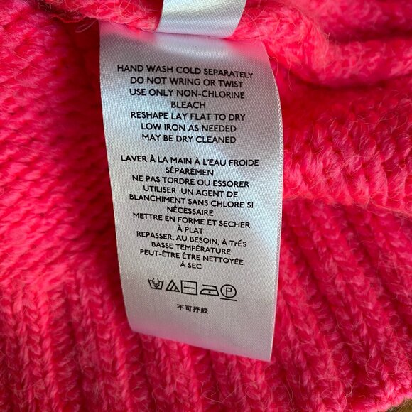 Anthropologie Cable Knit Chunky Oversized Sweater Sz M Neon Pink Barbiecore Wool - Picture 11 of 12